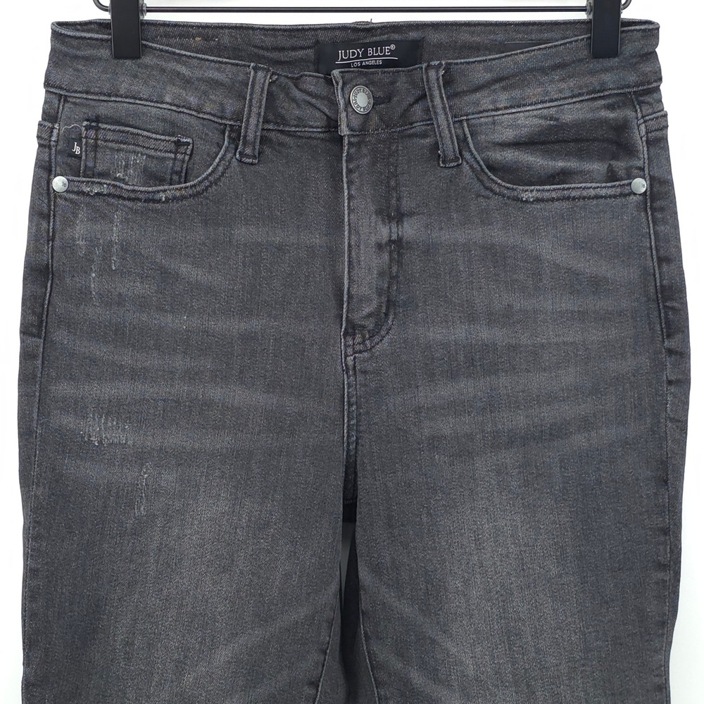 Judy Blue Womens Skinny Fit Capri JB88238 5/27 Black Distressed Denim Jeans - Picture 2 of 10
